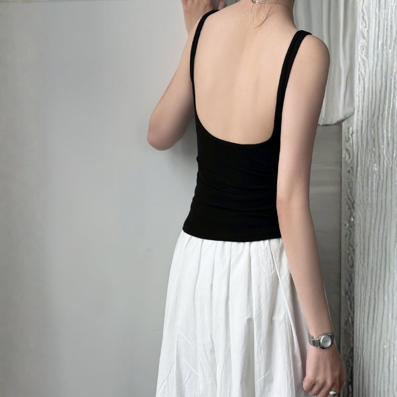 Padded Ribbed Knit Tank Bustier ◆3color 204719