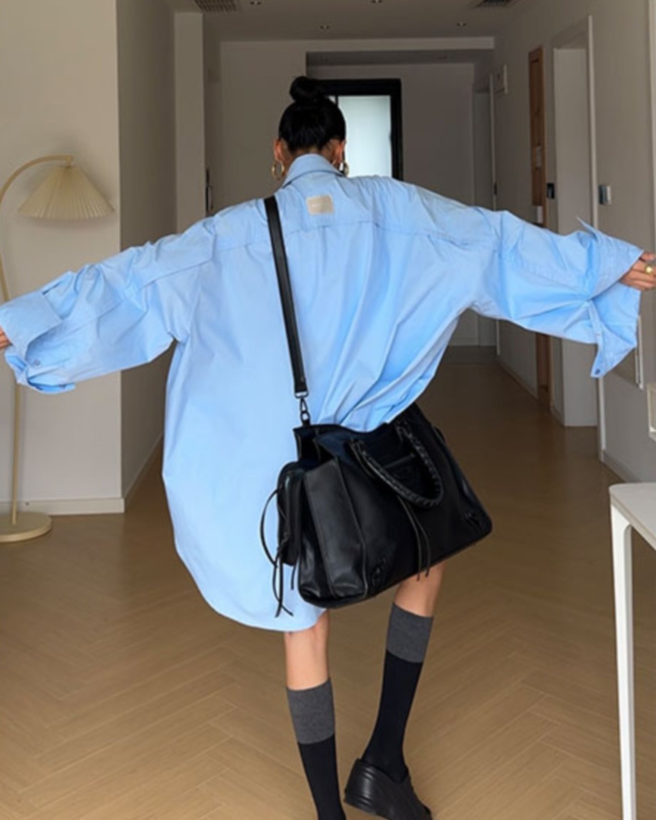 スタンドカラーオーバーサイズシャツ 2colorA0020 - 3