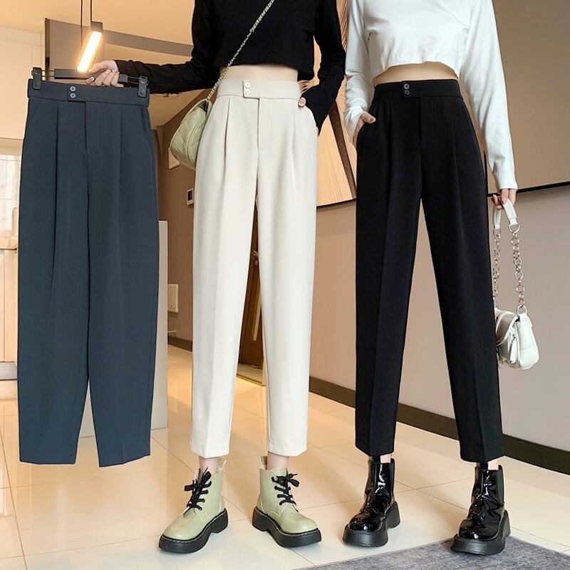 パンツ スプリングオータムルーズハイウェストウェストカジュアル 春物 秋物 試着室29319558555