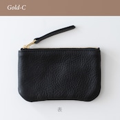 革のフラットポーチS Black