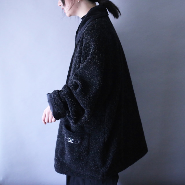 "reversible" boa fleece × shakashaka fabric over silhouette jacket