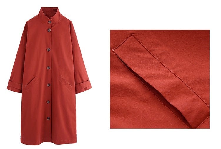 秋新作 スタンドカラーロングコート サイドボタン サイドスリット