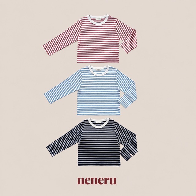 【取寄】neneru｜maisie stripe tee｜メイジーストライプTシャツ｜12M-XL｜kids｜26 autumn