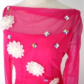 社交ダンス 衣装 スタンダード ドレス ワンピース ステージ衣装 パーティドレス レディース マゼンダピンク系 ビジュー レース 長袖 派手 マゼンダ パーティー フォーマル 結婚式 発表会 おしゃれ 女性用 高級感 きれいめ かわいい 華やか シンプル 大人っぽい シルエット 着やすい 選べるサイズ 薄手 伸縮性あり 透け感