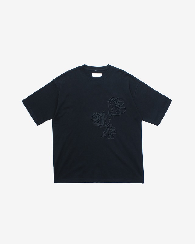 Cord embroidery Loose Tee-black <LSD-BC1T2>