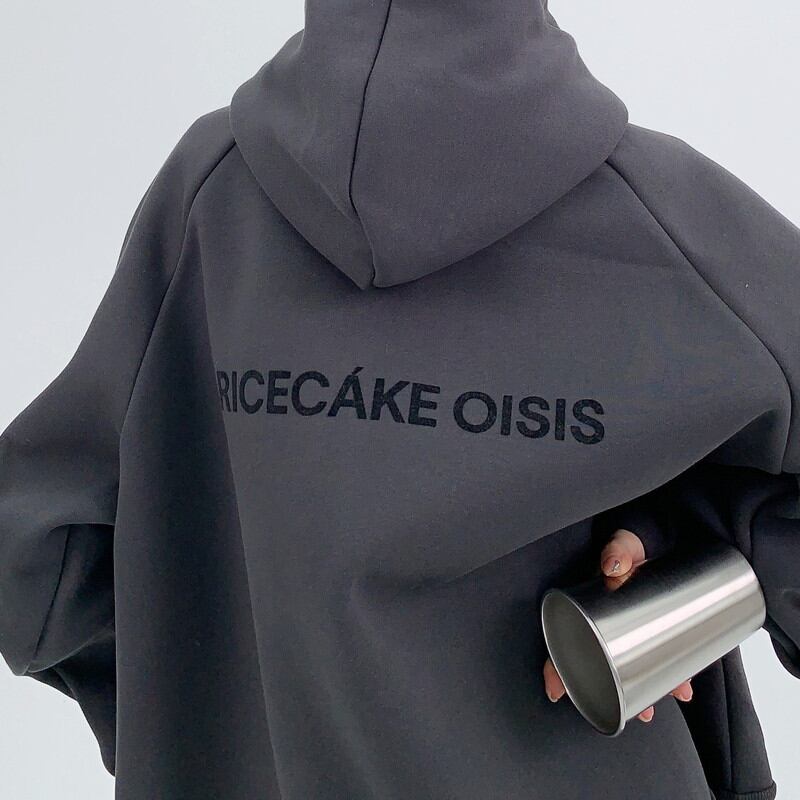RICECAKE OISIS” letter print oversized hoodie la0949 | Lavissy