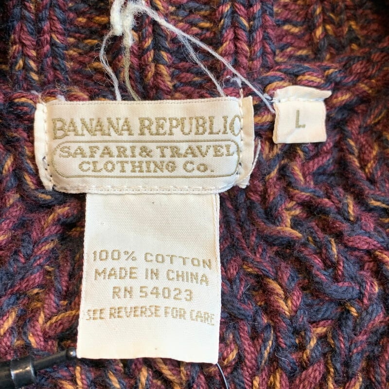 70's 80's BANANA REPUBLIC バナナリパブリック SAFARI&TRAVEL コットンニットセーター モックネック  サファリルック 初期タグ ミックスカラー バナリパ Mサイズ 希少 ヴィンテージ BA-1361 RM1730H | agito vintage  powered ...