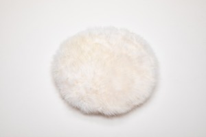 【5点限り】円形長毛クッション　ホワイト