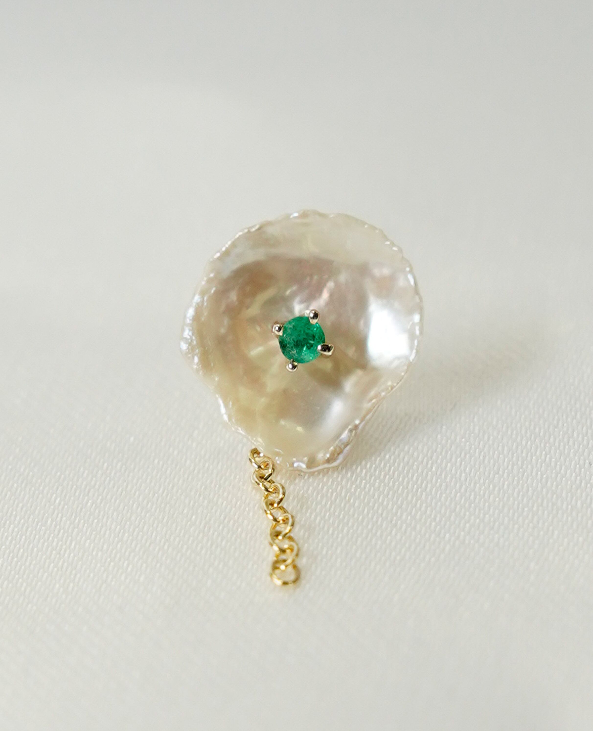 (K10・K18)Birthstone pierced 5月Emerald