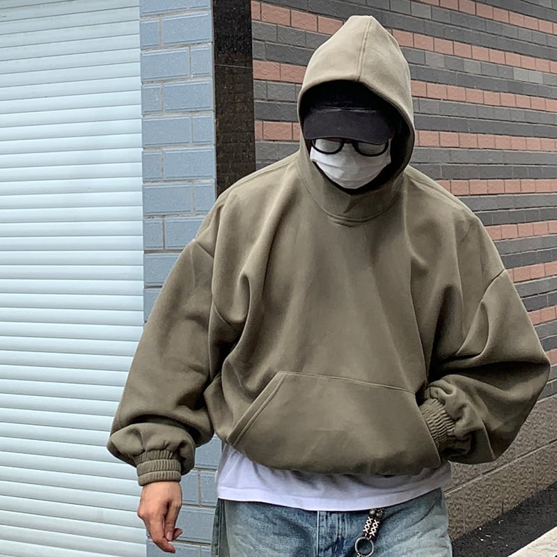 Daily 1シンプル無地フロントポケット付パーカー