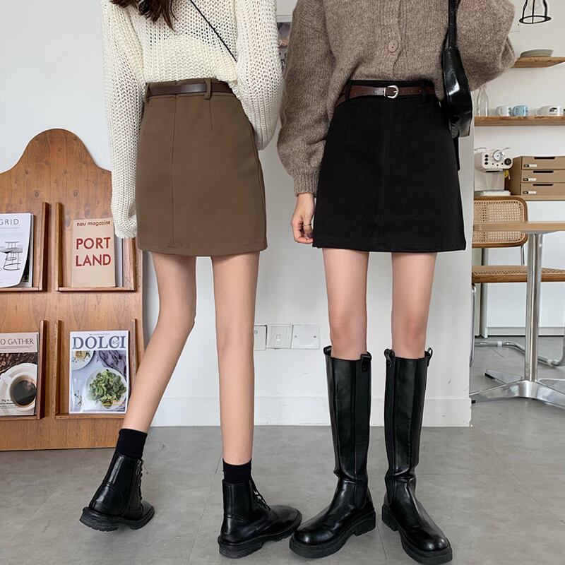 スプリングオータムスカート ハイウェストウェストAラインブラックショートサマー 春物 夏物 秋物 スーパーモール4428291750