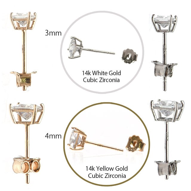 ピアス 14K 14金イエローゴールド 片耳ピアス 22G ジルコニア ゴールド