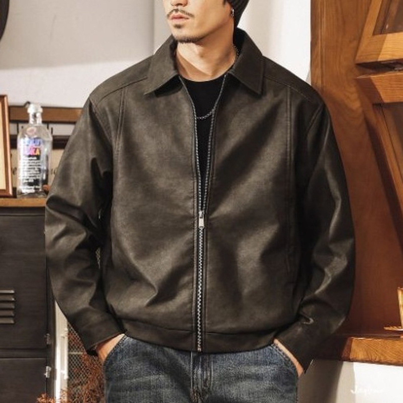 Front Zipper Rib Knit Top ◇H0817