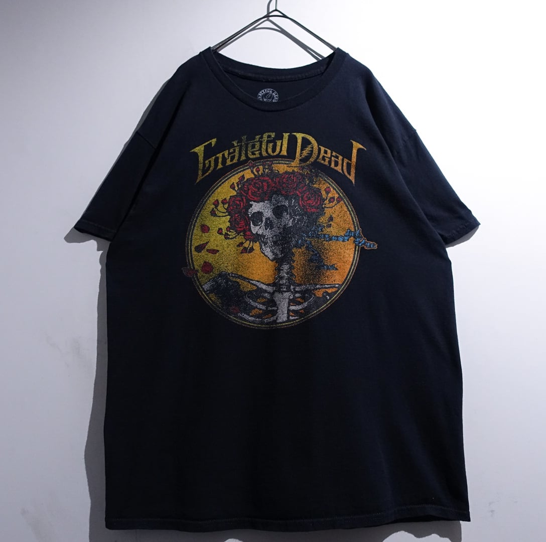 "GRATEFULL DEAD" Black Print Band T-Shirt