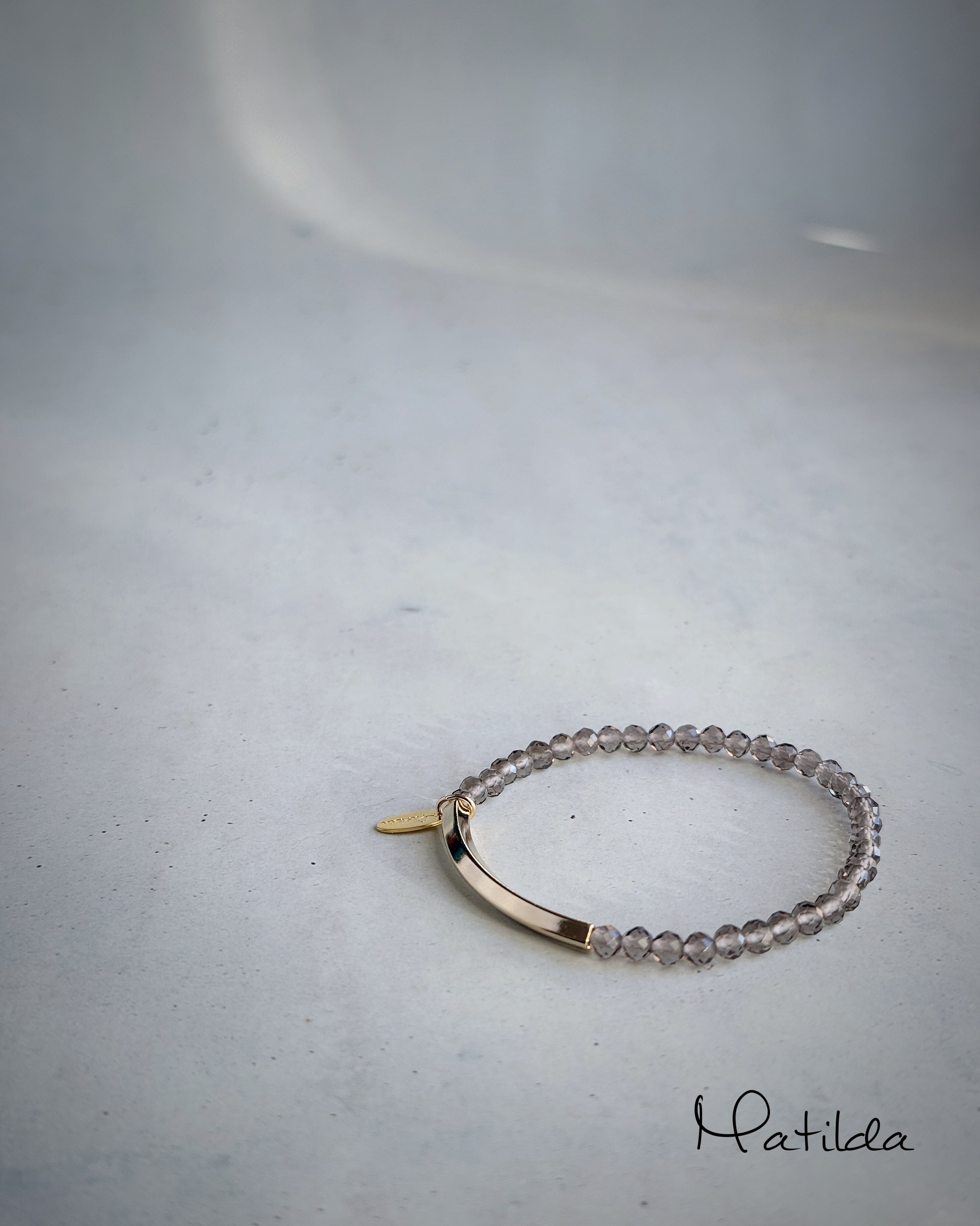 【再販】Tube & stone bracelet(アイスオブシディアン)