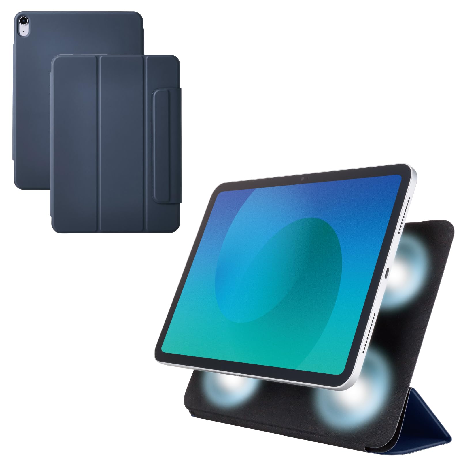 エレコム iPad Air 11インチ (M4/M3/M2) 10.9 (第5世代 第4世代) ケース マグネットケース カバー 磁気吸着 ソフトレザー素材 オートスリープ/ウェイク対応 ネイビー TB-A25MWVPF2NV