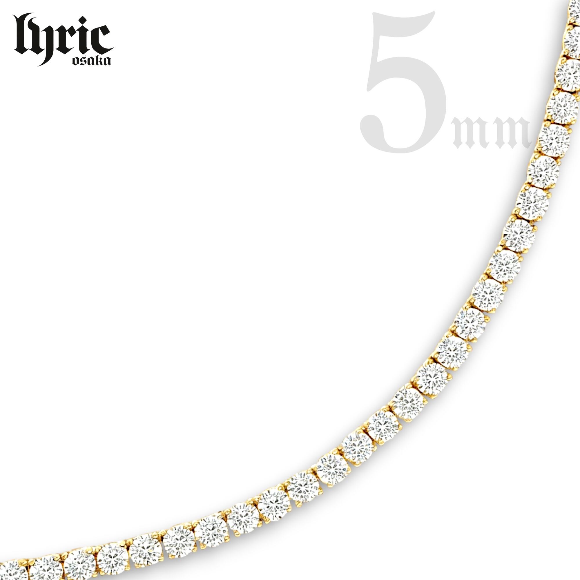 最高級】stainless316L 5mm 45cm luxury tennis necklace gold