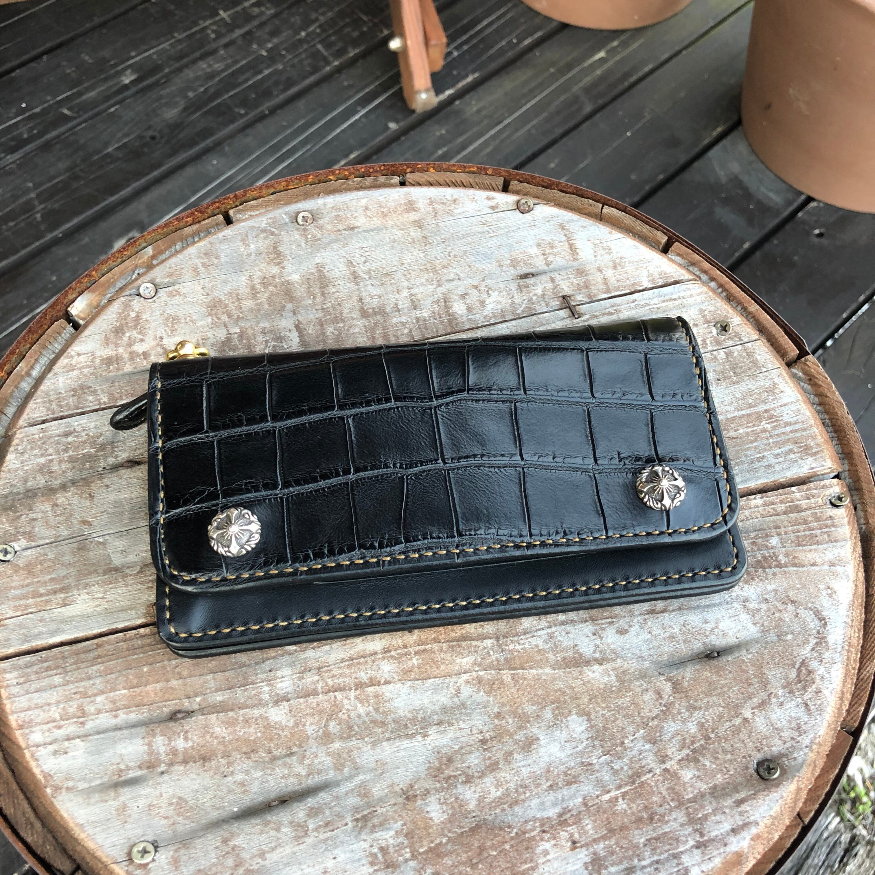 WHOLオリジナル ナイルクロコトラッカーズウォレット ハンドメイド 