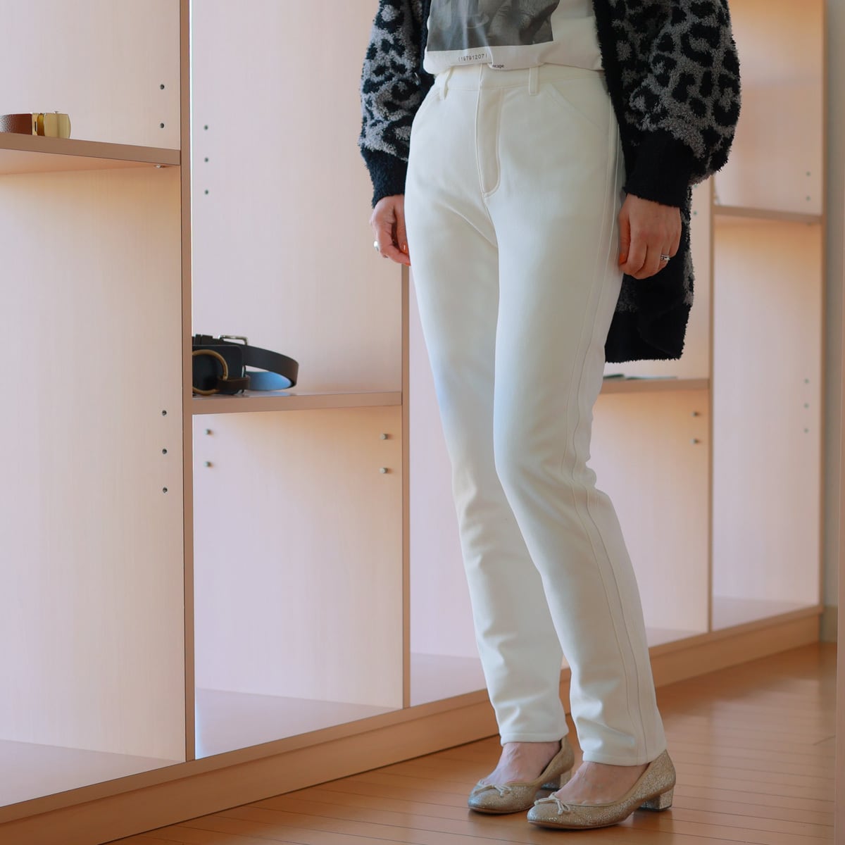 Srieee / シュリ エラスティックエスト 細見えダウンパンツ| 手洗い可でぽかぽか暖かくすっきり華奢見え美シルエット