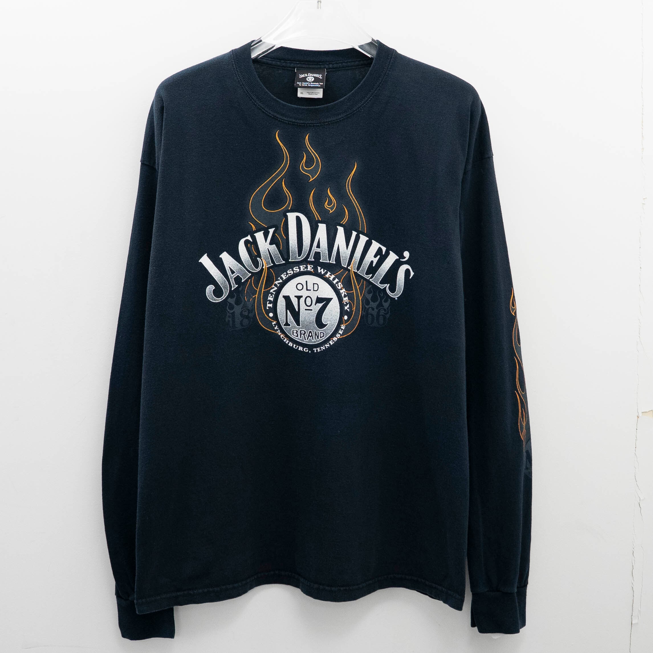 Jack Daniels " Flame L/S " Original Tag XL 【E7-40】