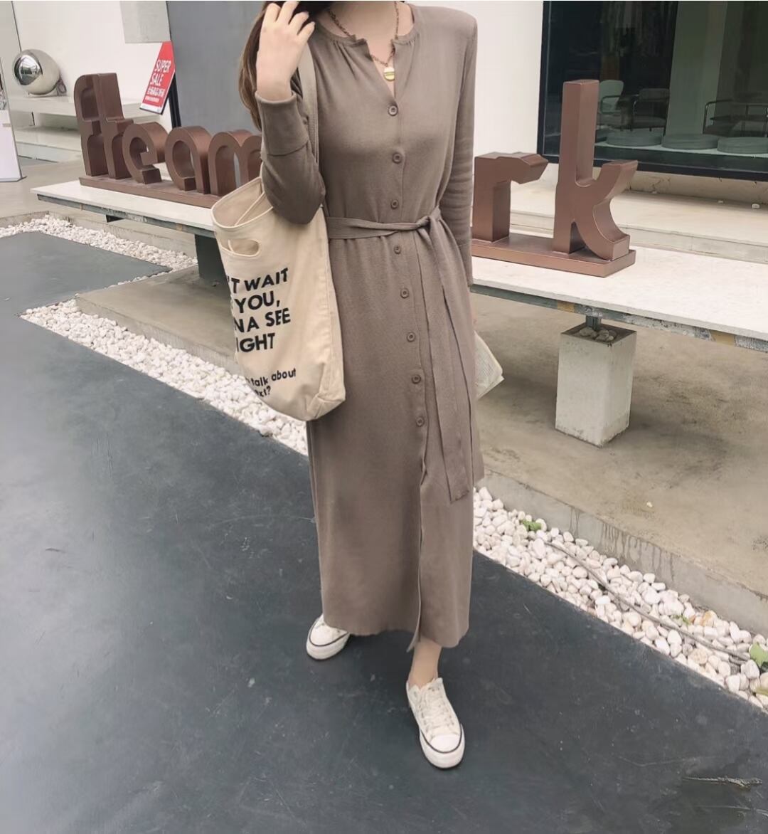 クルーネック カーディガンワンピース AJ1050-D002