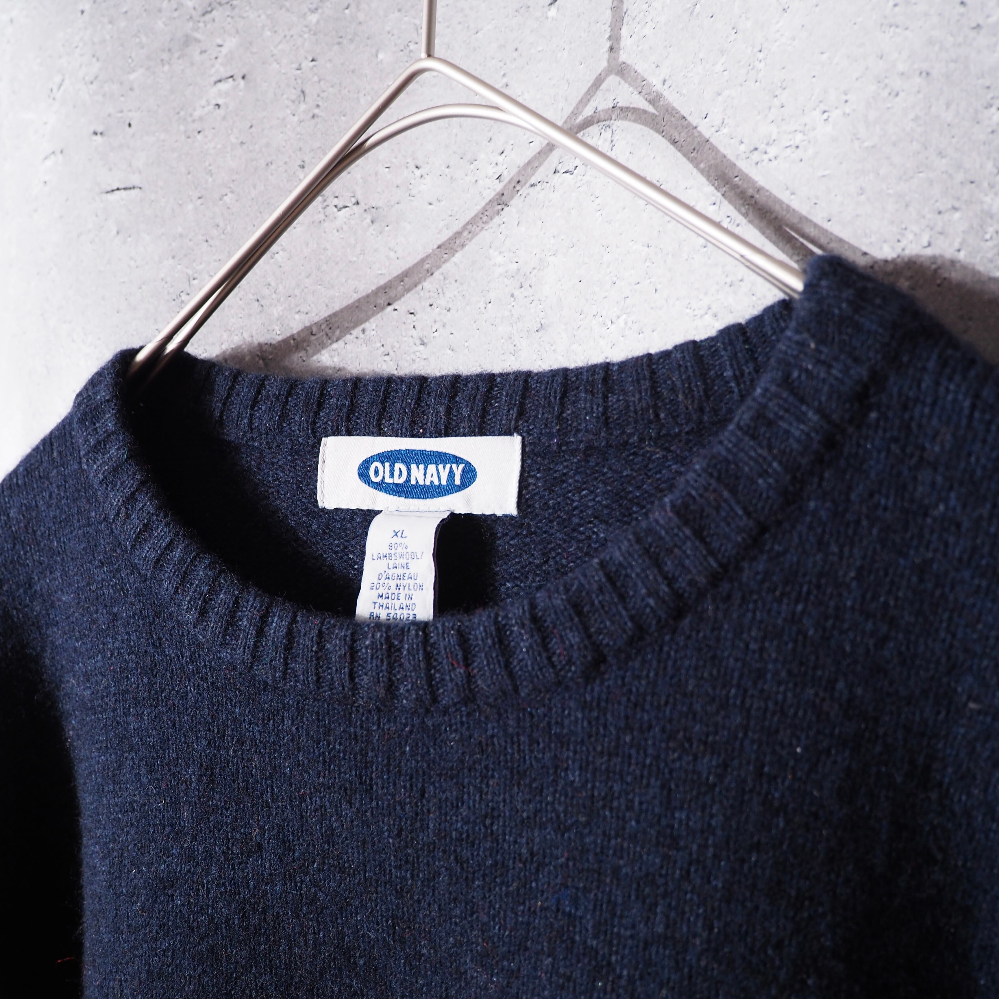 ”OLD NAVY ” multi color Border design Lambs wool knit