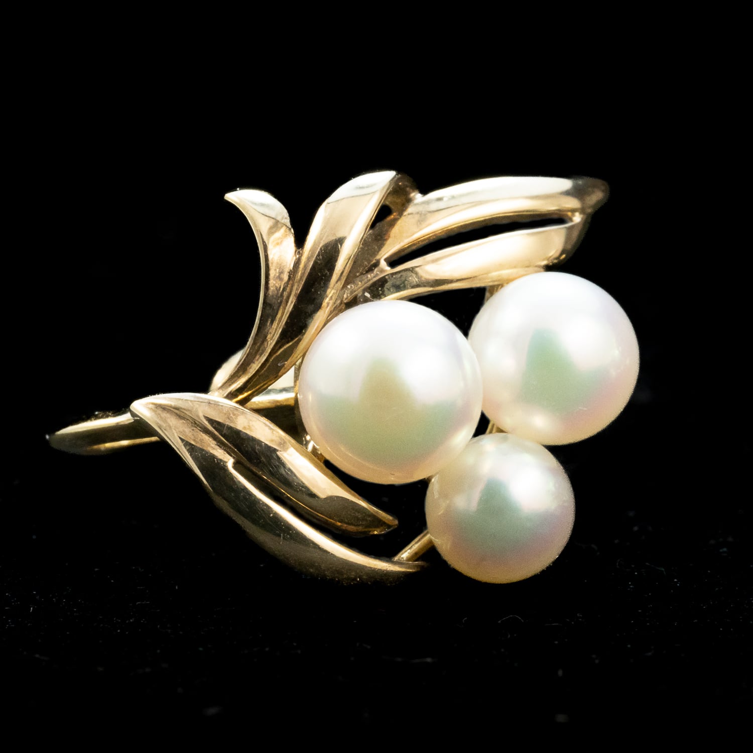 ミキモト MIKIMOTO K14 あこや真珠 パール イヤリング 3粒