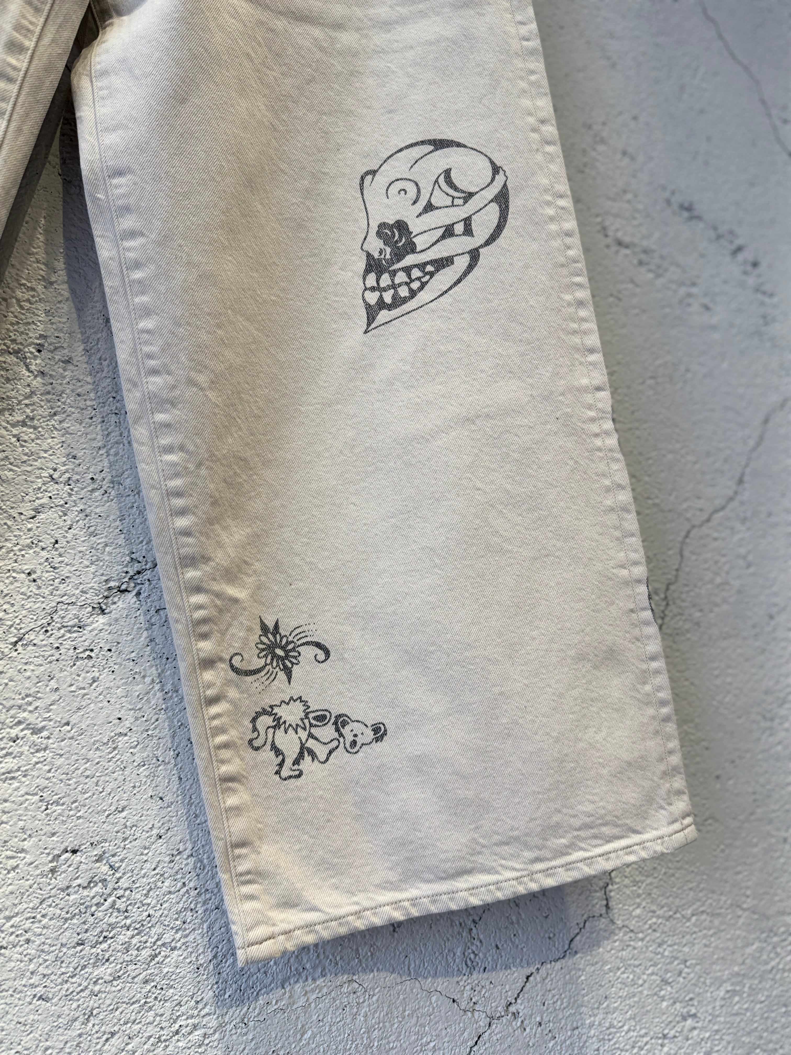 SUGARHILL / TATTOO FLASH PRINT MODERN DENIM WIDE CUT / ECRU | ふぁいん