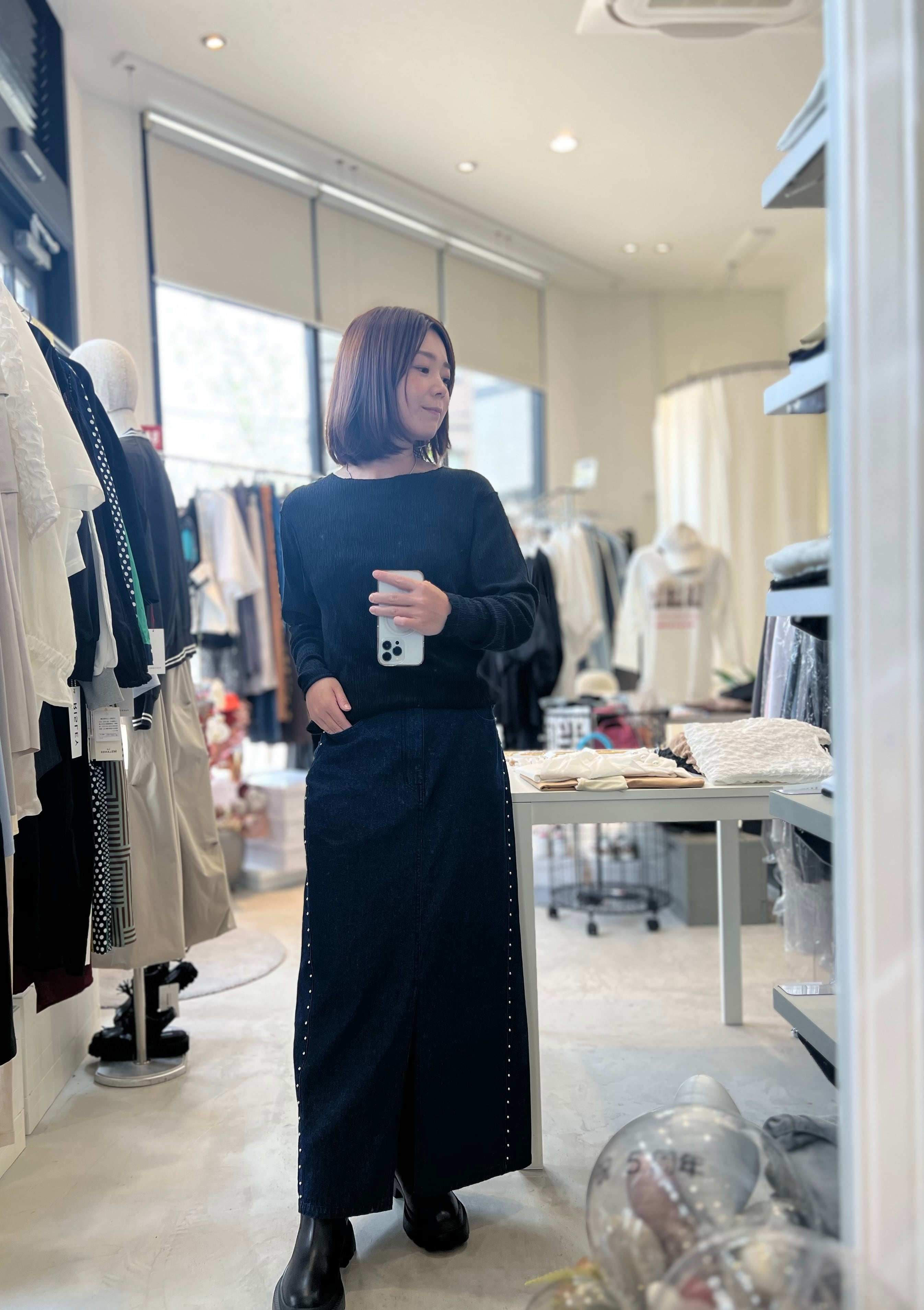 【SELECT】スタッズデニムタイトスカート 43-0123