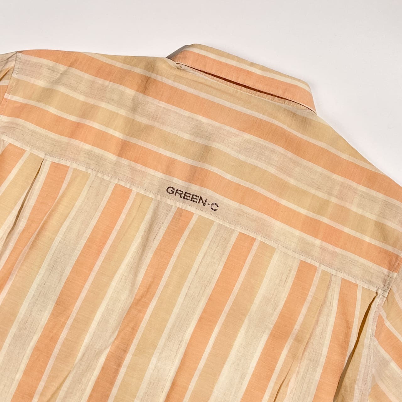 リネン混 GREEN CLUBS グリーンクラブ ワーナー ロードランナー ストライプ BD ボタンダウン 長袖シャツ 4/オレンジ系 メンズ