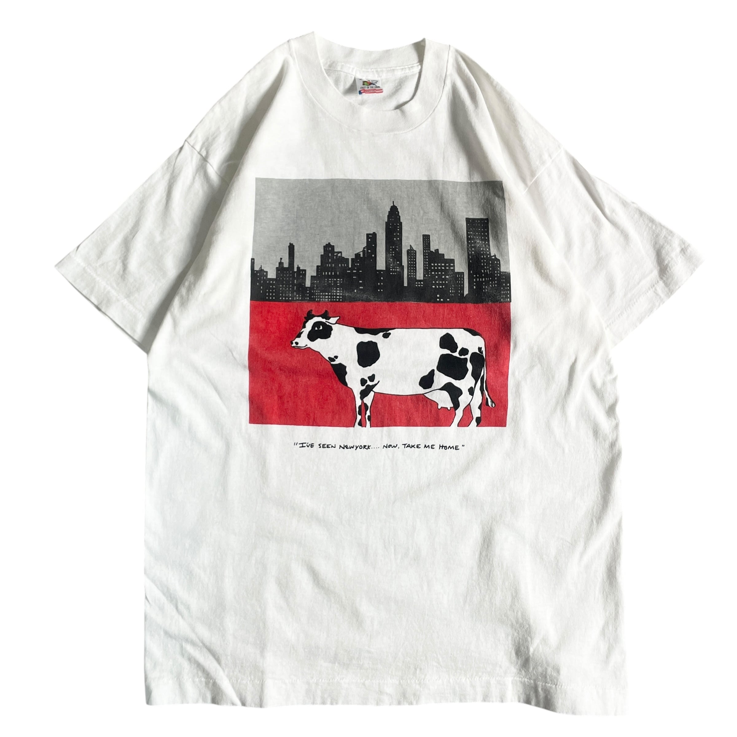 90s USA製 「TAKE ME HOME」牛 アートvintage Tシャツ