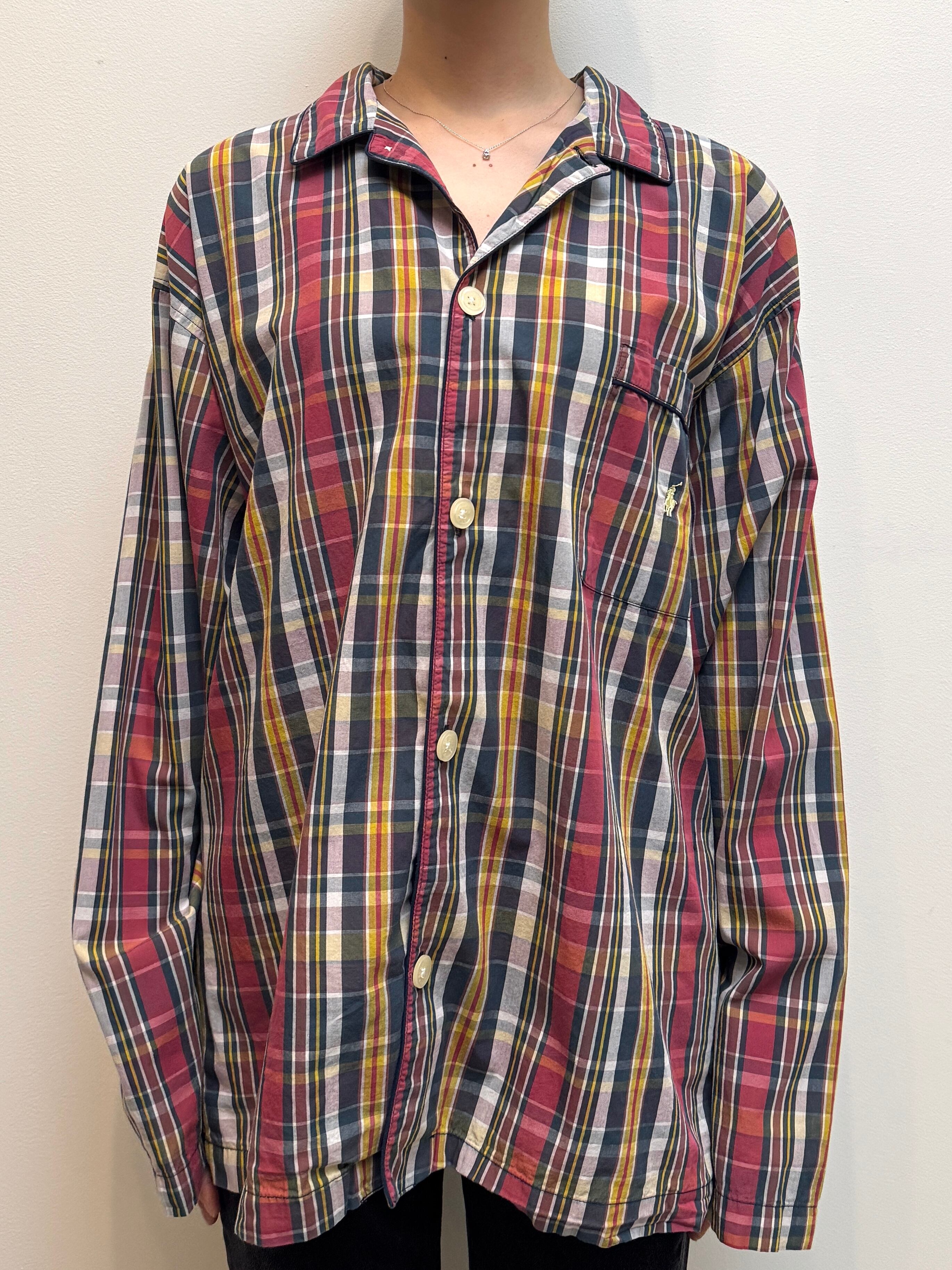 BL18-23 USED Ralph Lauren CHECK SHIRT -RED-