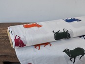 block print fabric d30 大きい牛 カラフル