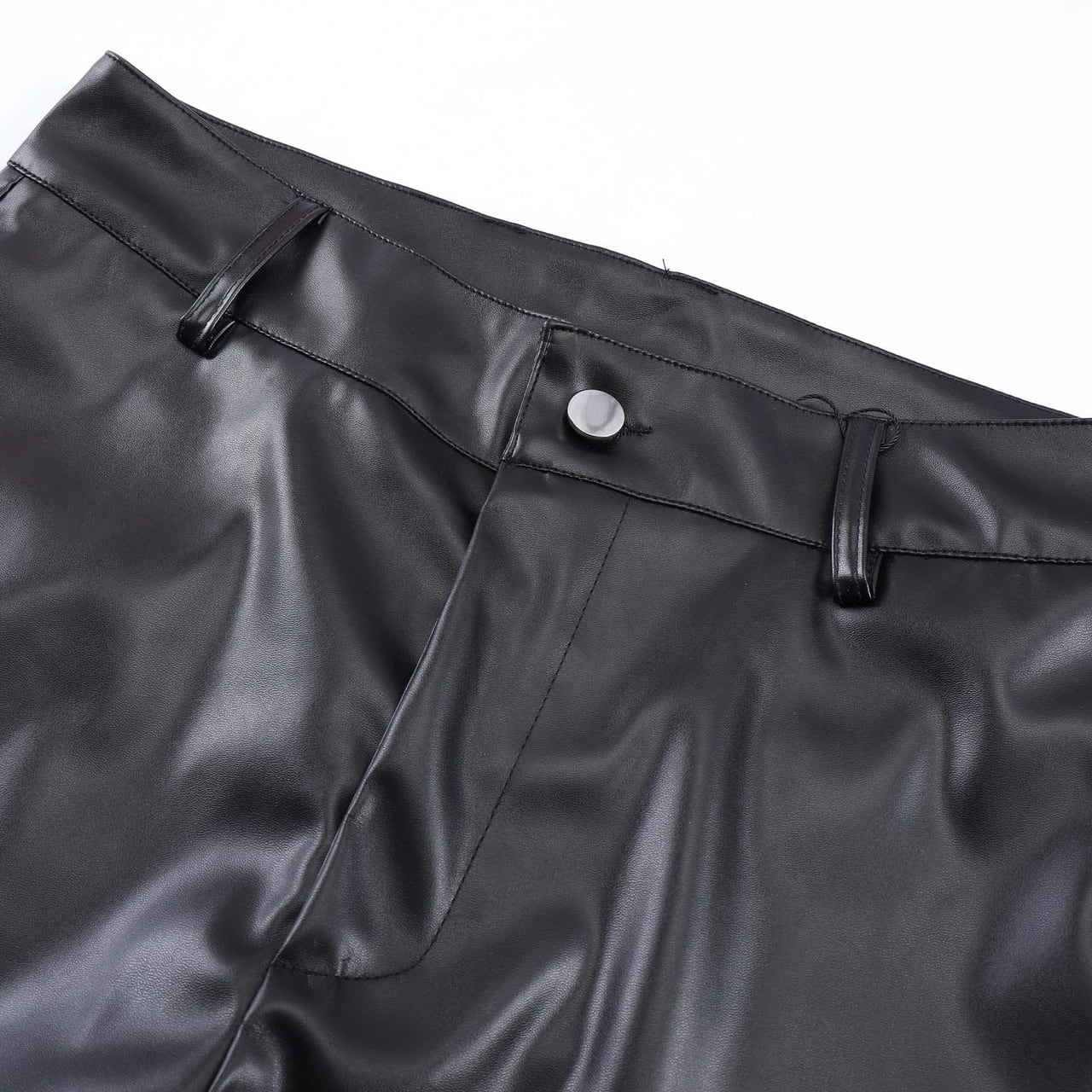 ブラックレザーパンツ レザールックパンツ モードレザーパンツ レザー