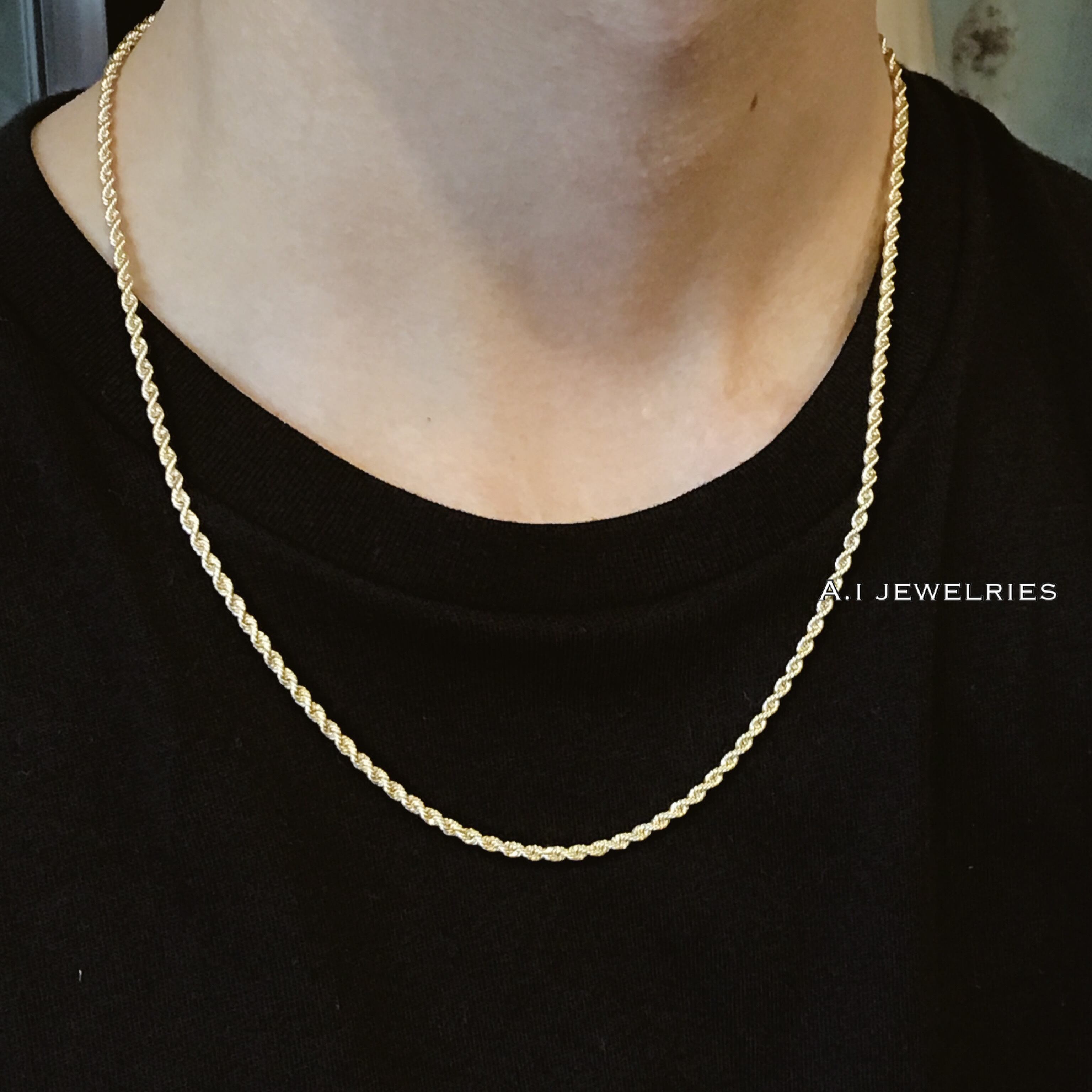 超目玉枠 55cm チェーン ネックレス 3mm幅 デザイン ロープ 18金 K18 ネックレス 太めロープ メンズおすすめサイズ K18 55cm Necklace Design Rope 3mm メンズアクセサリー Oyostate Gov Ng