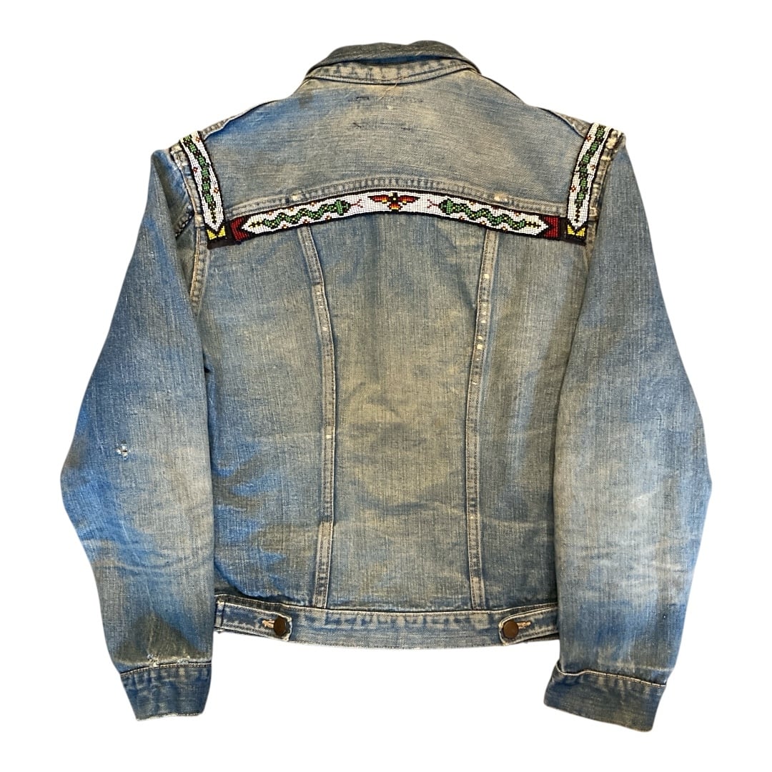 F564】60s Wrangler 124MJ Left Hand Twill Beaded Denim Jacket Made