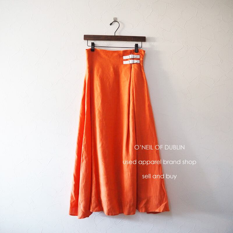 2020 / O'NEIL OF DUBLIN (オニールオブダブリン) リネン ロングスカート 今季 超美品 オレンジ 10