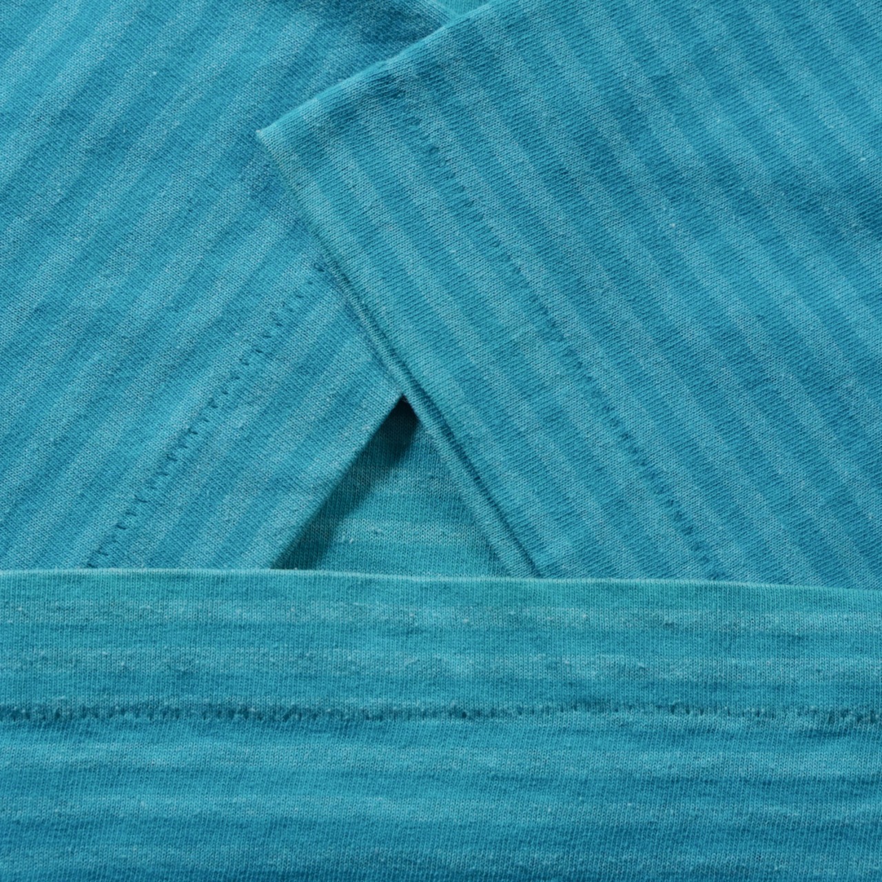 90s FRUIT OF THE LOOM Shadow Stripe TEE "made in USA" Teal L 古着 - 13