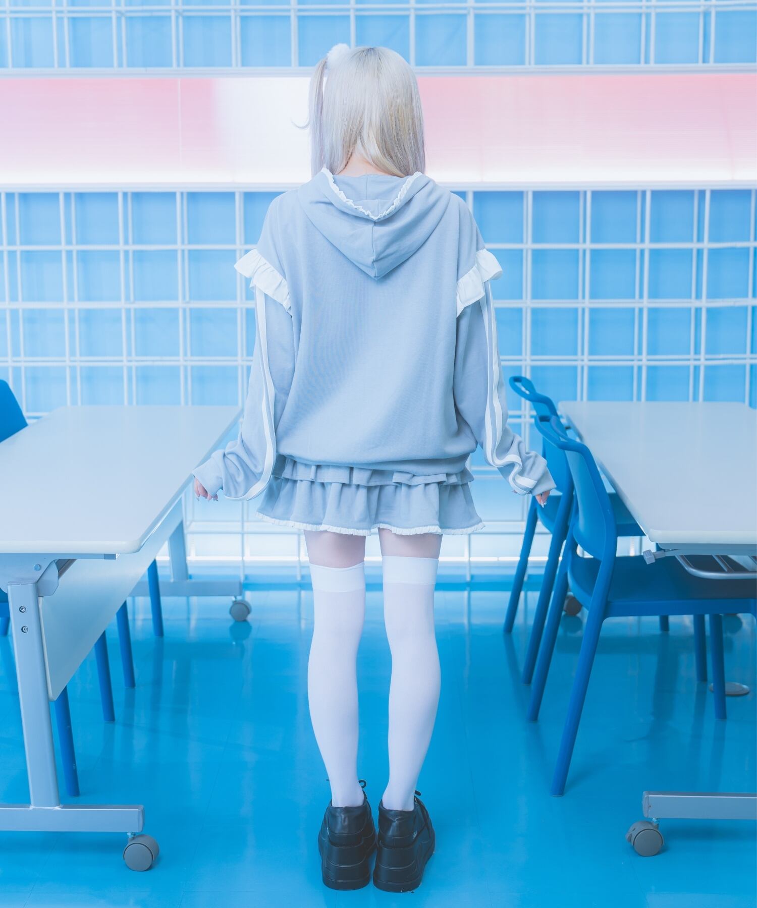 フリル付き水色ジャージ フリル天使フード付きジャージトップス | Hauls