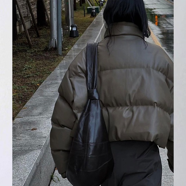 eco leather quilted short jacket　10380