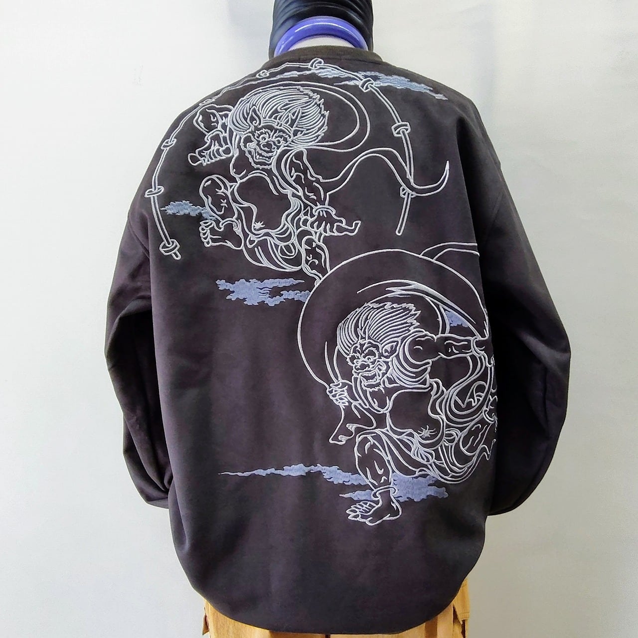 風神様38点 和柄長袖Tシャツ 風神雷神刺繍 XXL 絡繰魂 Japanese pattern