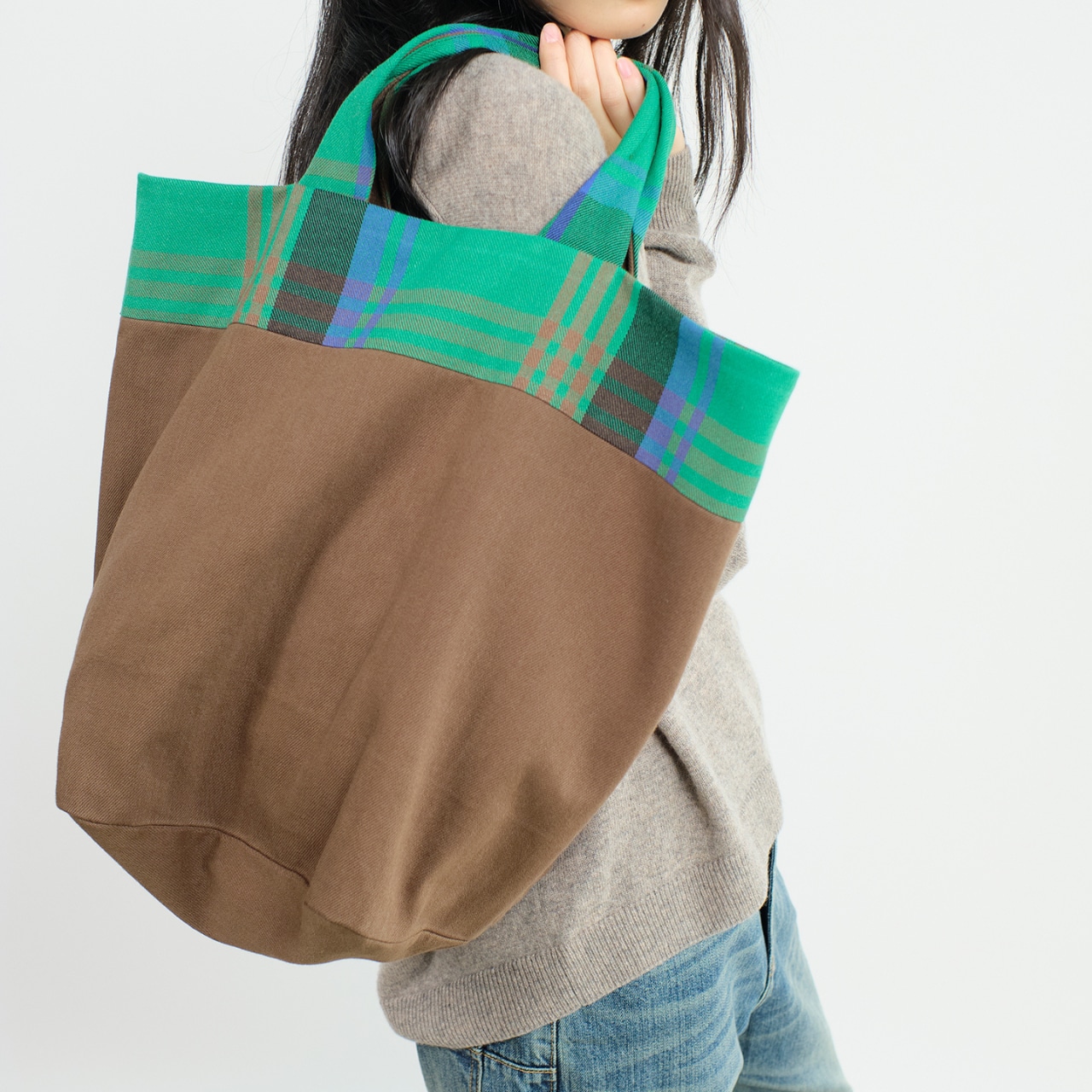 Contrast Check Canvas Tote T3975