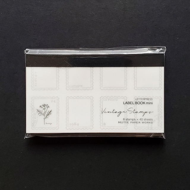 Hutte paper works　活版印刷のラベルブックメモ　ミニ切手フレーム HLB-904