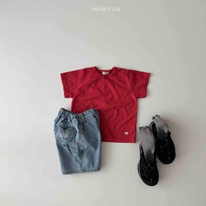 【and butter】ハートループパンツ   ライトブルー 130~140cm