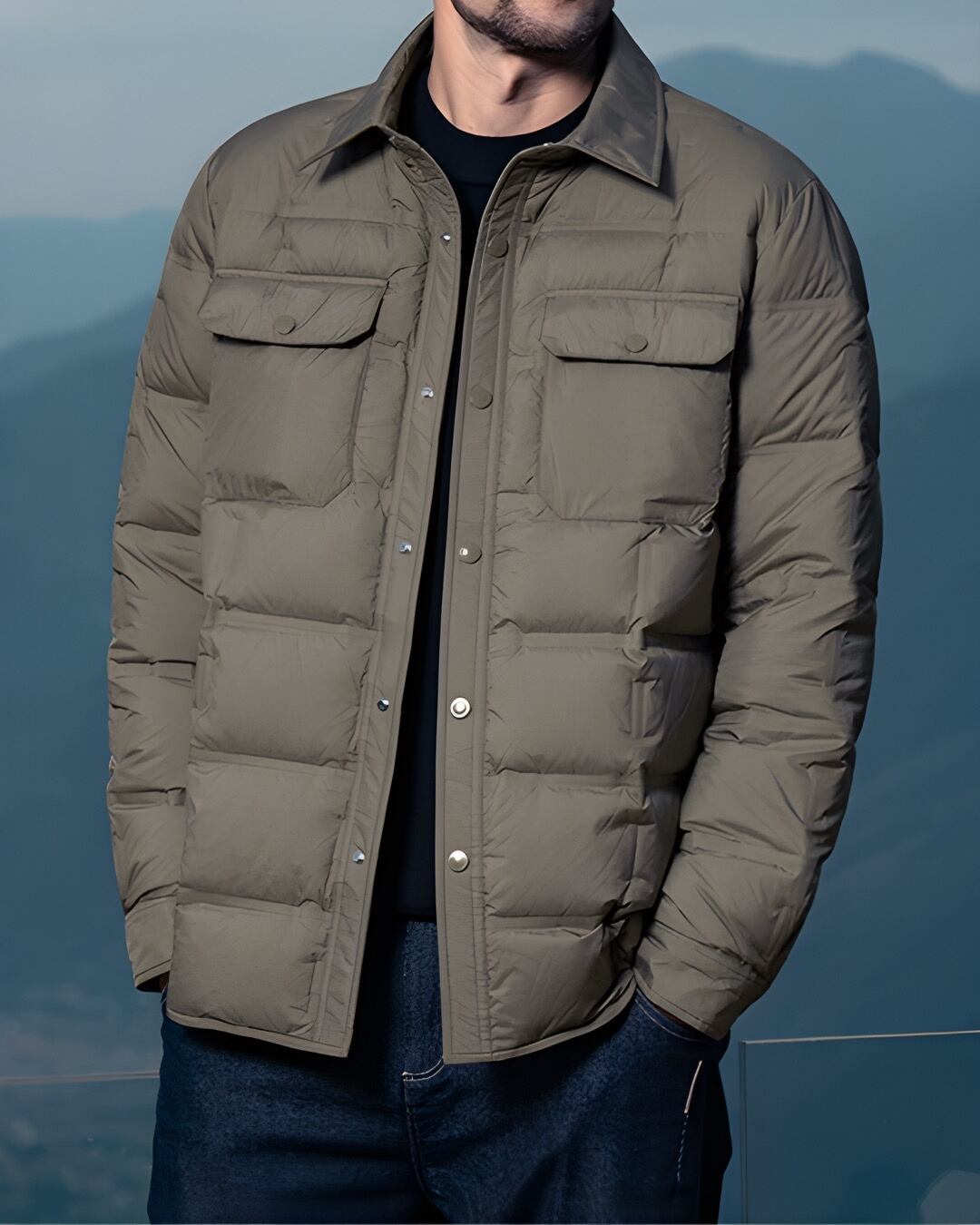 ボタンフロント 軽量ダウンジャケット 3色 E0258