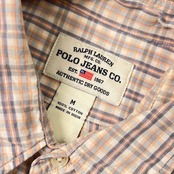90s 00s POLO JEANS CO. ポロ ジーンズ チェック 半袖シャツ M/ベージュ系 メンズ ラルフローレン オールド インパクト21