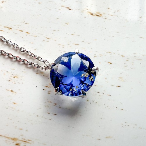 【受注生産】さくらインカット8mm ネックレス 夜空のパープルブルー【硝子の宝石】【フリージア様お仕立て】