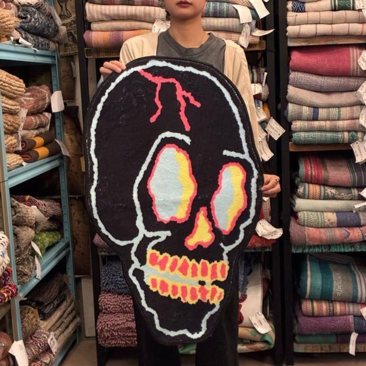 TOPANGA Homefurnishings Creepy rug mat Skull　クリーピーラグマット　スカル　50×80cm　玄関マット　フロアマット　洗面所　ポリエステル　滑り止め