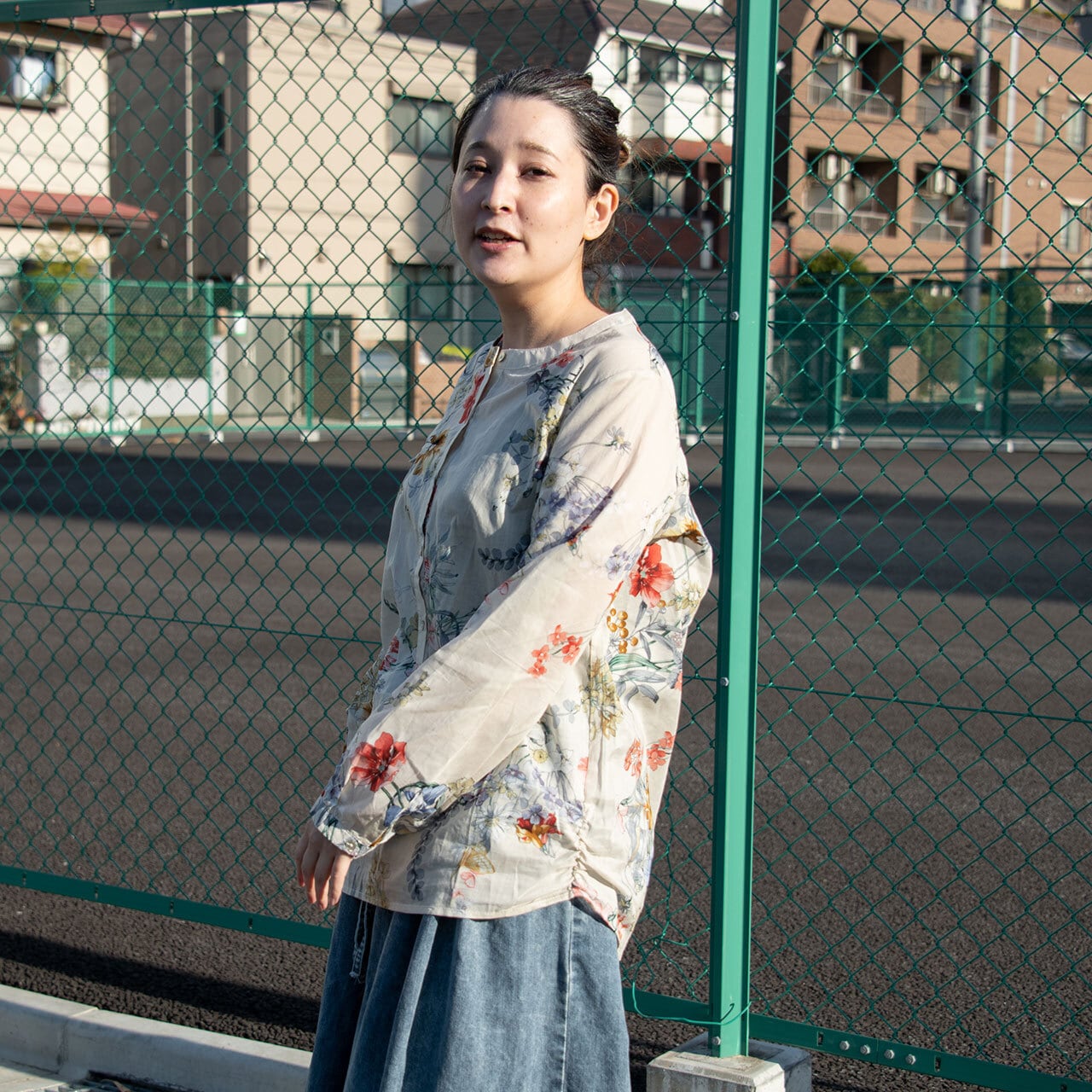 アンティークフラワープリントブラウス