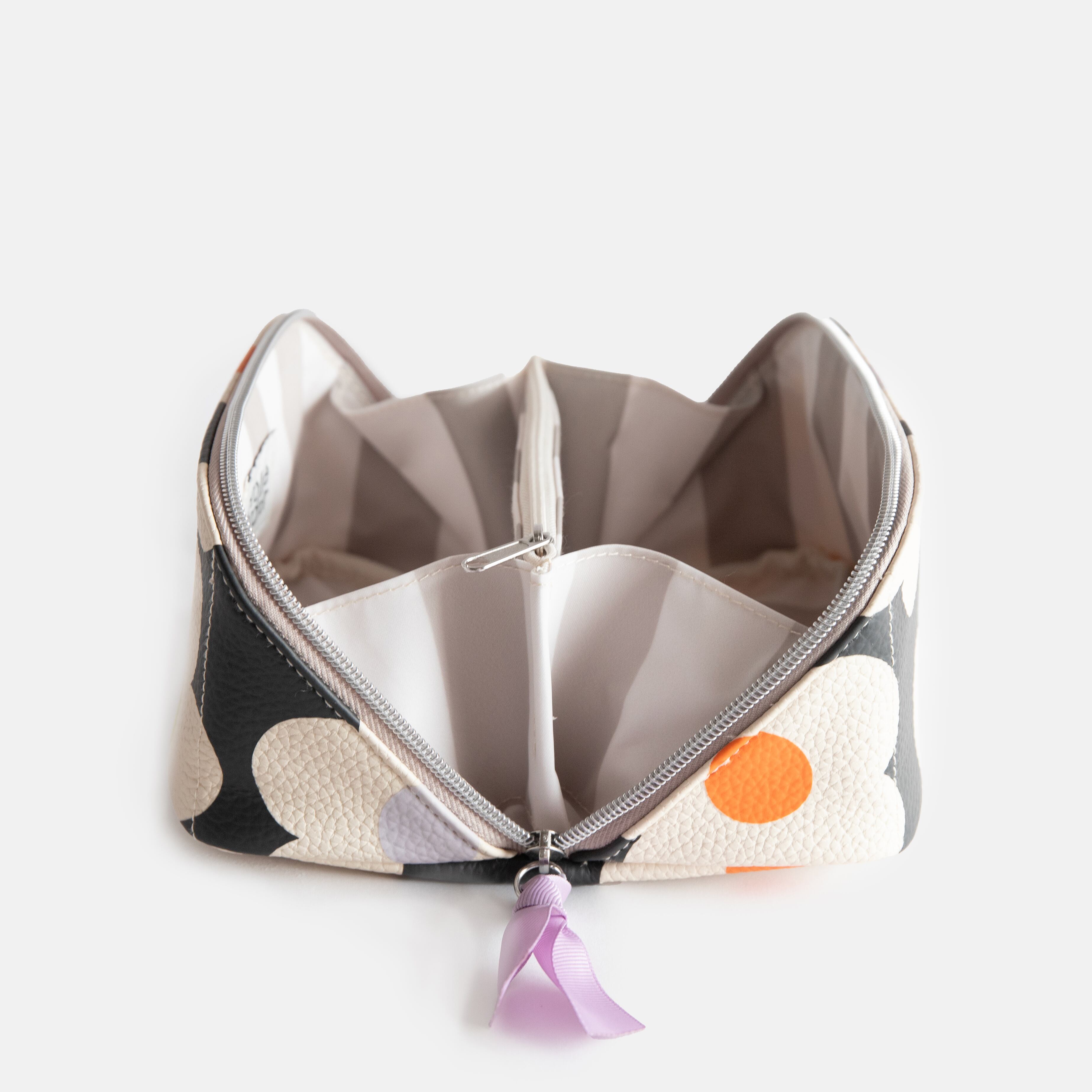 MULTI FLOWER CHARCOAL DIAGONAL COSMETIC BAG_DCB103